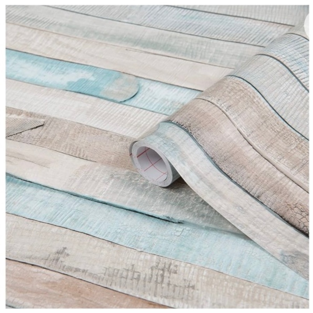 NWT-BEACH WOOD GRAIN PEEL & STICK CONTACT PAPER-4 ROLLS